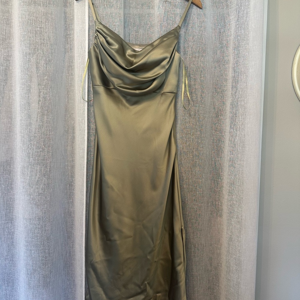 Revelry Green Slip Dress Cowl Neck Backless
